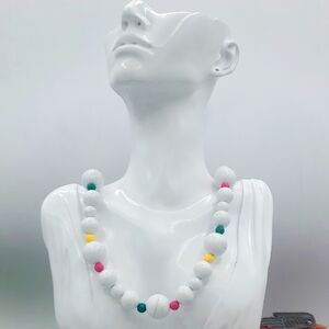 Colorful Beaded Necklace 1980s 28 Inch N3606‎